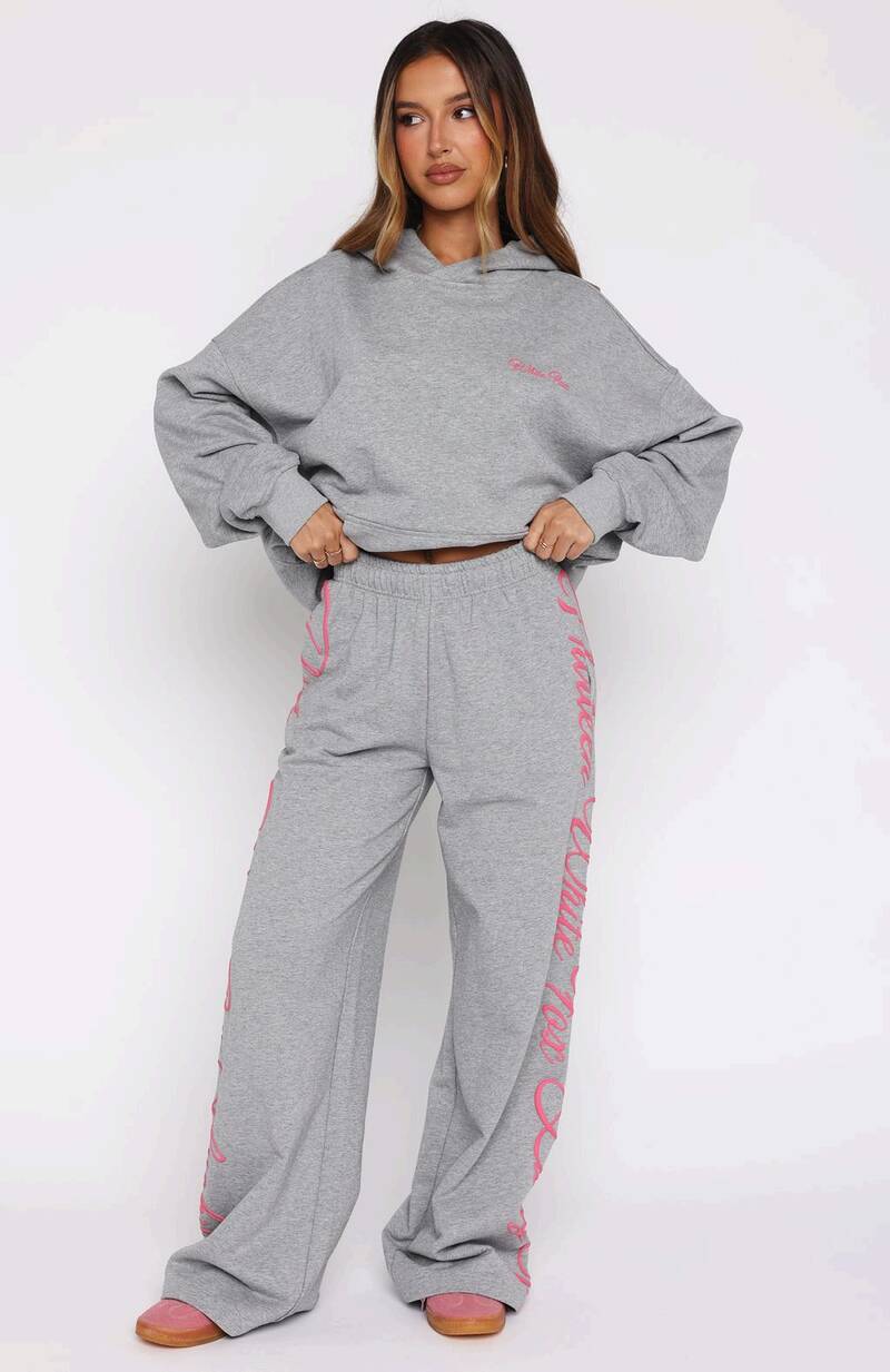 Lucky Thirteen Shaya Wide Leg Sweatpants Dark Grey Marle